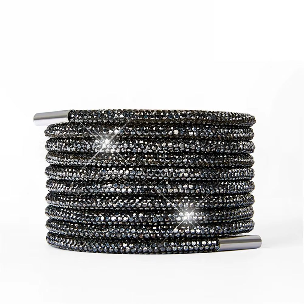 1Pc 100/120/140/160Cm Fashion Luxury Rhinestone Shoelaces Rainbow Diamond Shoelaces Casual Braiding Sneaker Laces round Shoelace