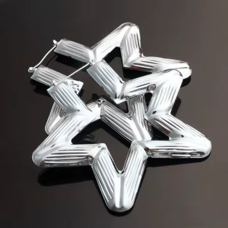 Punk Gold Sliver Color Bamboo Hoop Earrings for Women Geometric Big round Circle Bamboo Earings Bijoux Hip Hop Party Jewelry