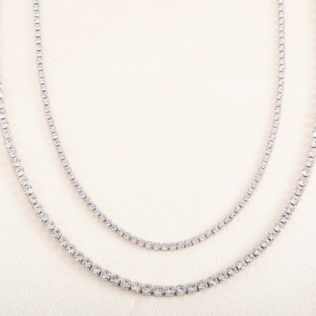 Stainless Steel Rhinestone Necklace for Women Cubic Zirconia Tennis Chain Ladies Crystal Choker Minimalism Jewelry Accessories