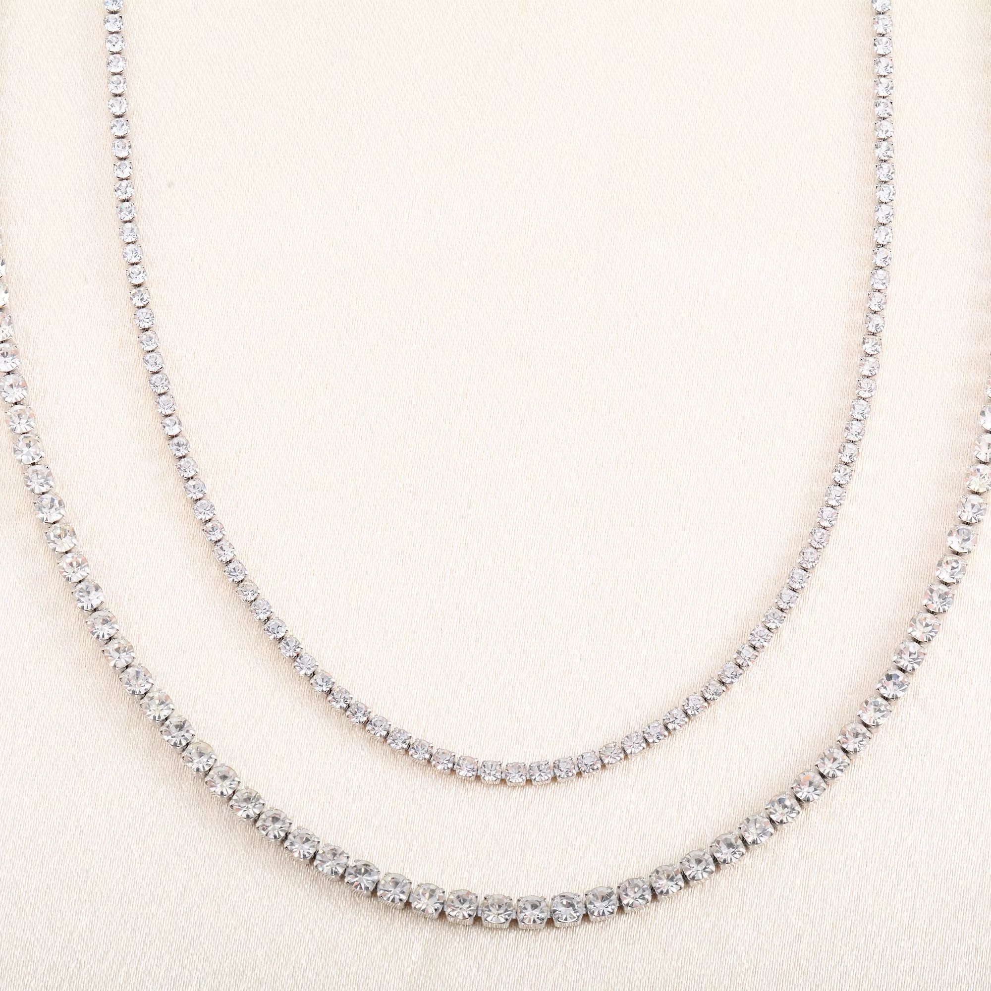 Stainless Steel Rhinestone Necklace for Women Cubic Zirconia Tennis Chain Ladies Crystal Choker Minimalism Jewelry Accessories