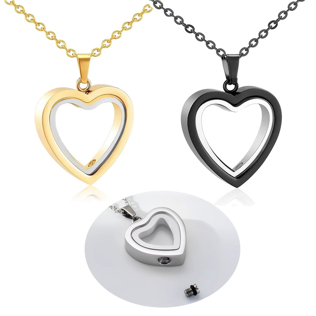 Glass Cremation Jewelry Necklace for Ashes Heart Memorial Lockets for Ashes Stainless Steel Keepsake Urn Ashes Pendants