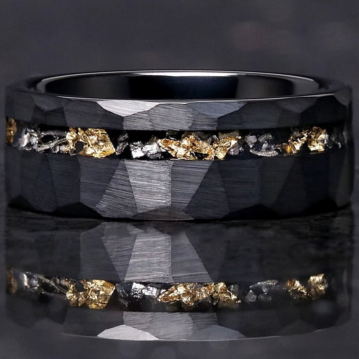 Mens 8MM Blcak Meteorite Tungsten Carbide Ring Fashion Jewelry Men'S Wedding Bands Engagement Promise Rings Comfort Fit Gifts