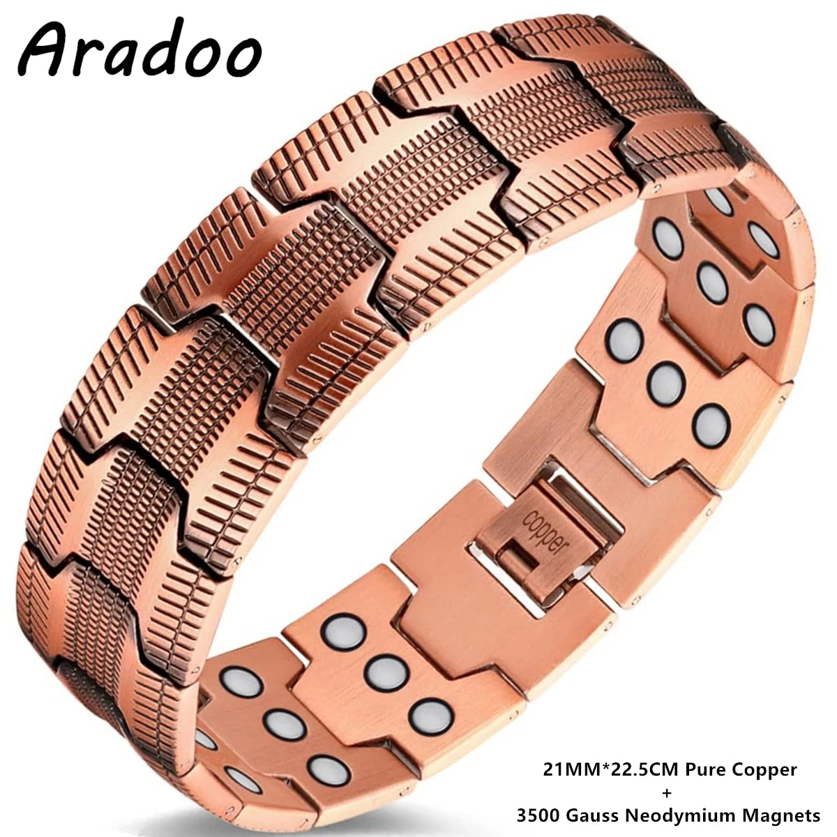 Pure Copper Bracelet Retro Style 3500 Gauss Magnetic Men'S Bracelets