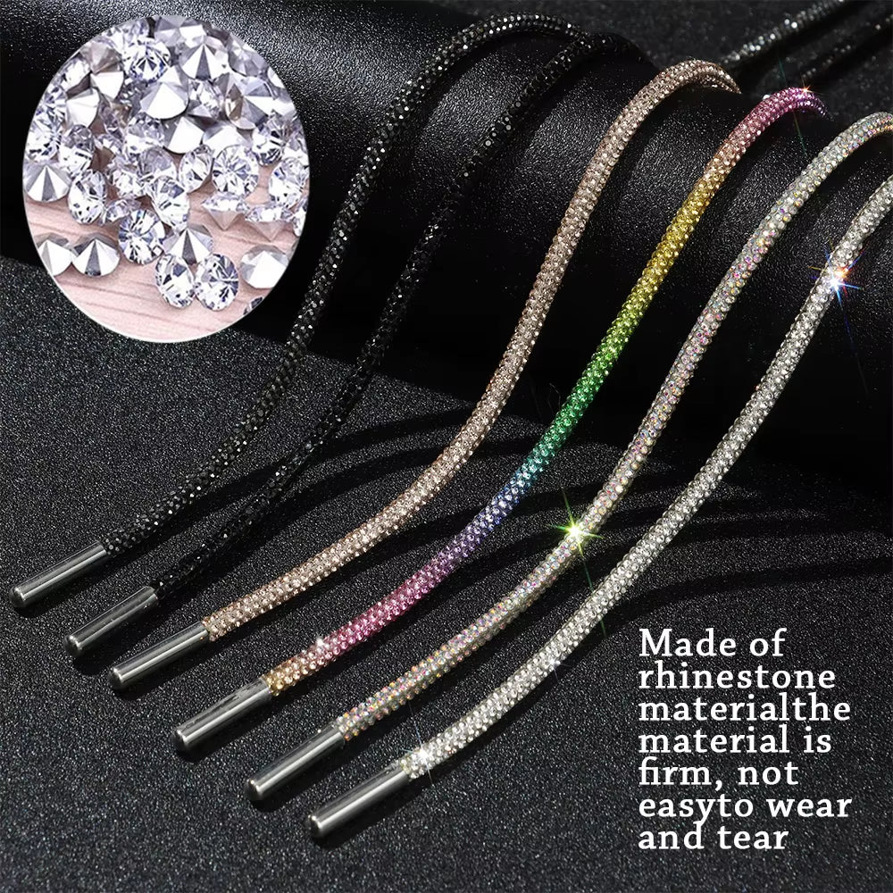 1Pc 100/120/140/160Cm Fashion Luxury Rhinestone Shoelaces Rainbow Diamond Shoelaces Casual Braiding Sneaker Laces round Shoelace