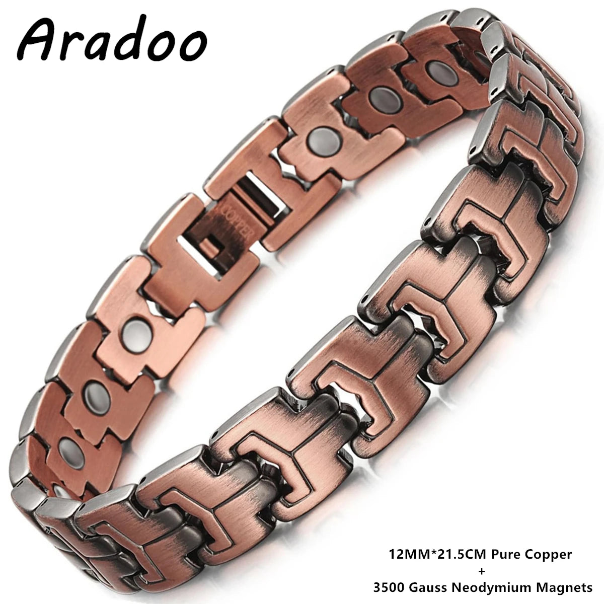 Pure Copper Bracelet Retro Style 3500 Gauss Magnetic Men'S Bracelets
