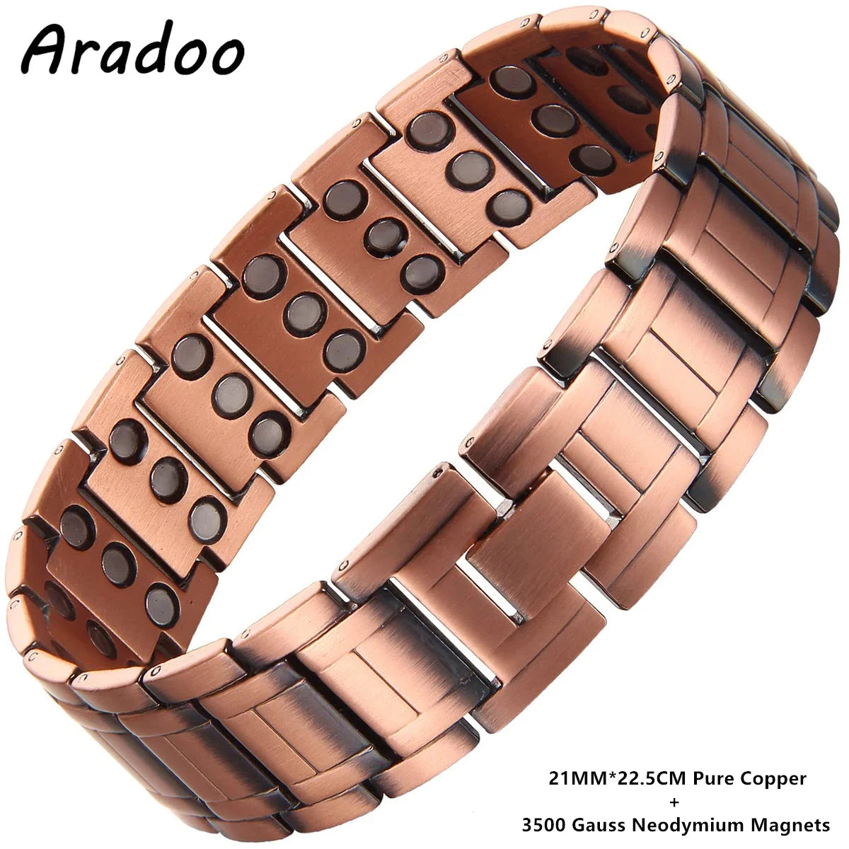 Pure Copper Bracelet Retro Style 3500 Gauss Magnetic Men'S Bracelets