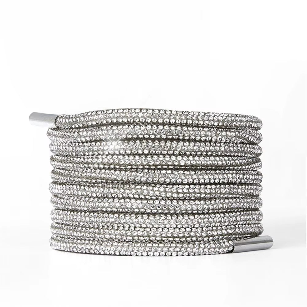 1Pc 100/120/140/160Cm Fashion Luxury Rhinestone Shoelaces Rainbow Diamond Shoelaces Casual Braiding Sneaker Laces round Shoelace