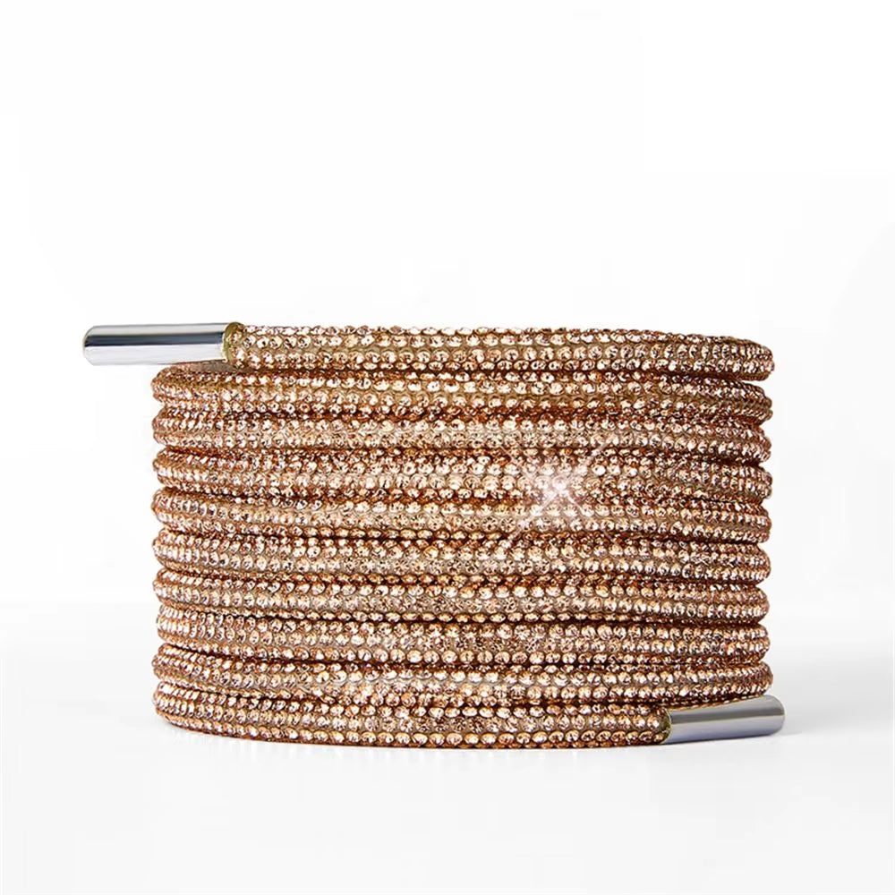 1Pc 100/120/140/160Cm Fashion Luxury Rhinestone Shoelaces Rainbow Diamond Shoelaces Casual Braiding Sneaker Laces round Shoelace