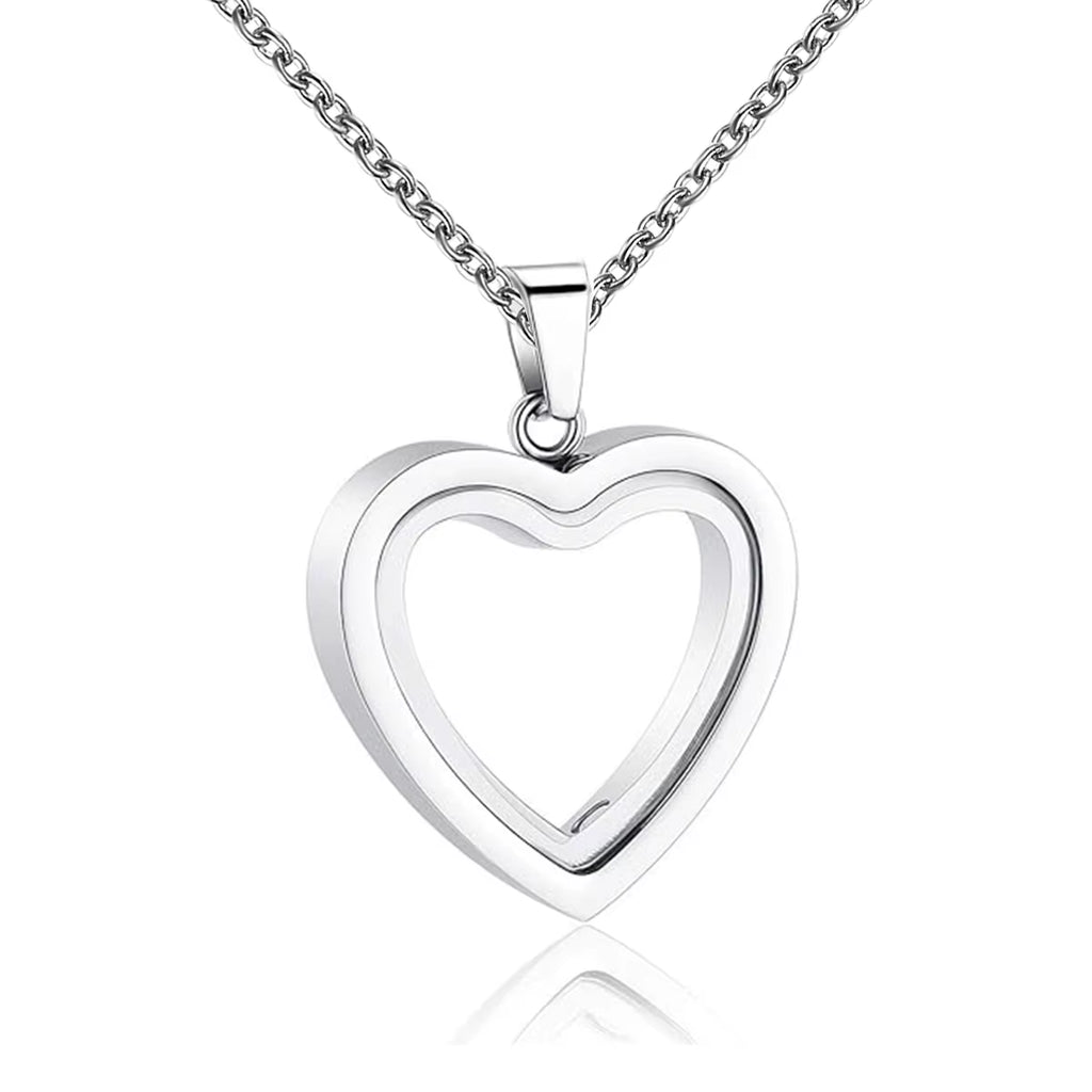 Glass Cremation Jewelry Necklace for Ashes Heart Memorial Lockets for Ashes Stainless Steel Keepsake Urn Ashes Pendants