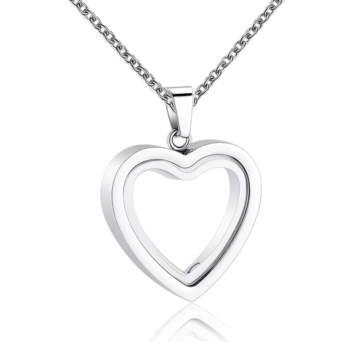 Glass Cremation Jewelry Necklace for Ashes Heart Memorial Lockets for Ashes Stainless Steel Keepsake Urn Ashes Pendants