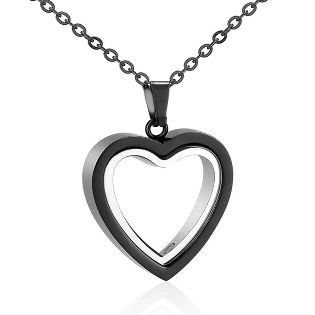 Stainless Steel Heart Glass Cremation Necklace for Ashes Love Memorial Lockets Keepsake Urn Pendants Jewelry for Women Men
