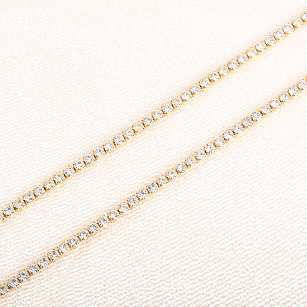 Stainless Steel Rhinestone Necklace for Women Cubic Zirconia Tennis Chain Ladies Crystal Choker Minimalism Jewelry Accessories