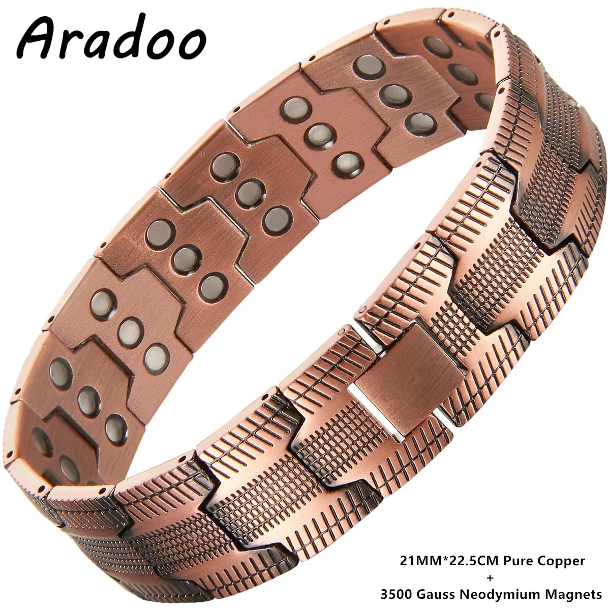 Pure Copper Bracelet Retro Style 3500 Gauss Magnetic Men'S Bracelets